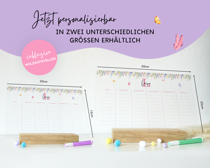 Stundenplan Acryl personalisierbar - Design BLUMEN LILA