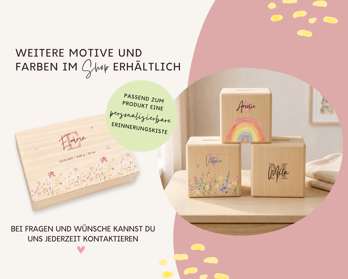 Weitere Motive und Farben im Shop, passend dazu die personalisierbare Erinnerungskiste