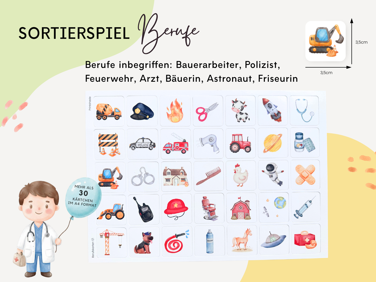 Montessori Berufe Sortierspiel Lernspiel