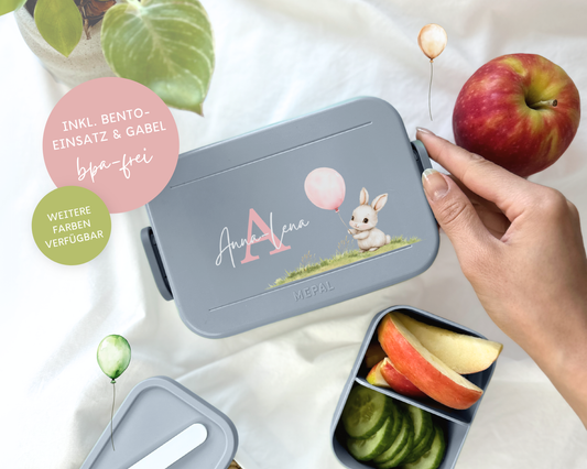 Mepal Brotdose mit Name personalisierbar - Design HASE - Verschiedene Farben