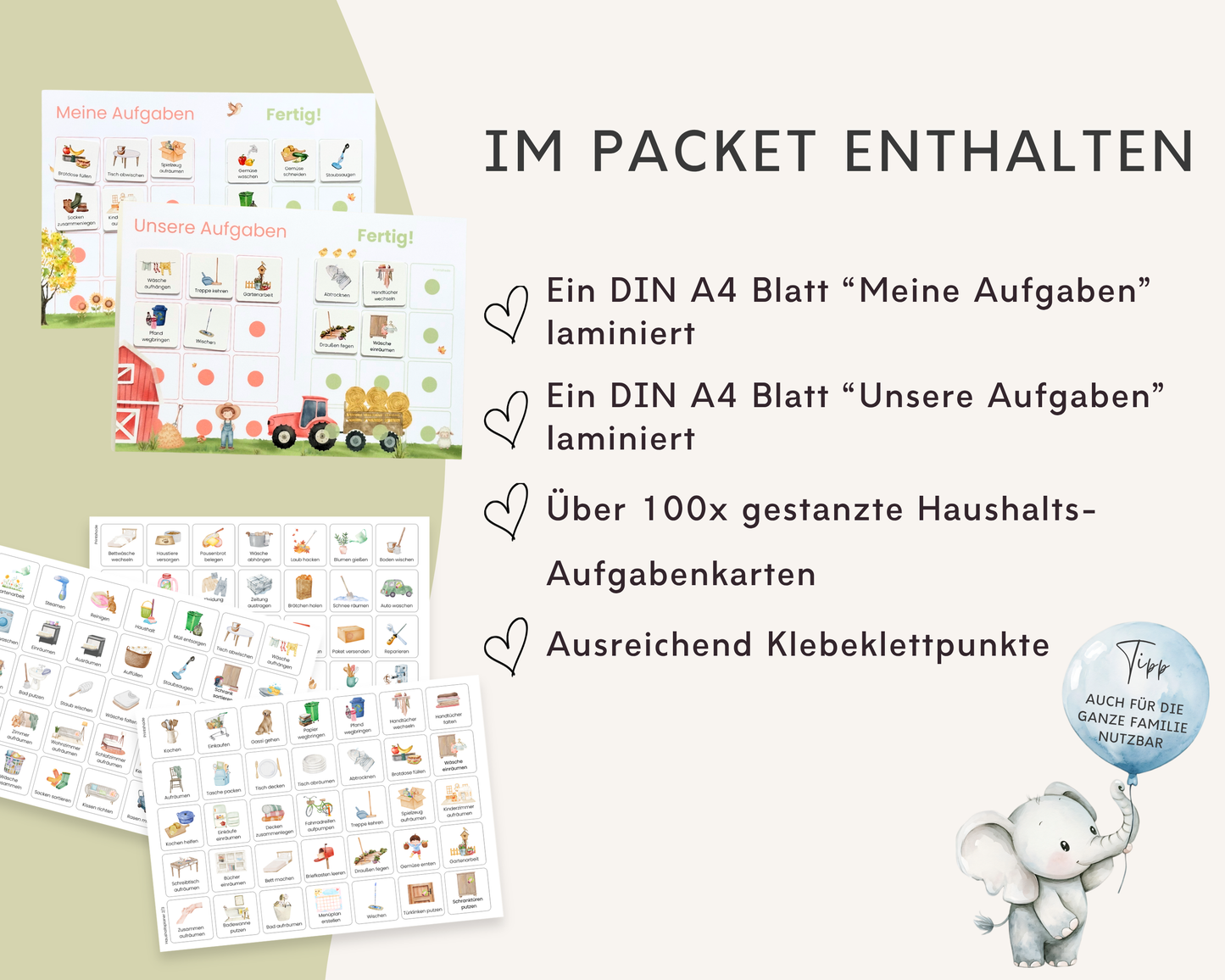 Haushaltsplan TRAKTOR inkl. Symbolkarten