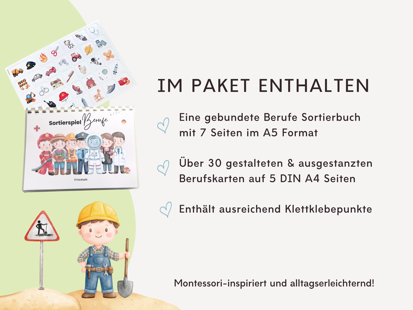 Montessori Berufe Sortierspiel Lernspiel