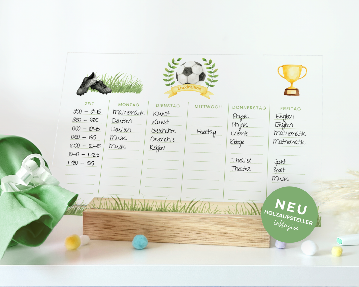 Stundenplan Acryl personalisierbar - Design FUSSBALL