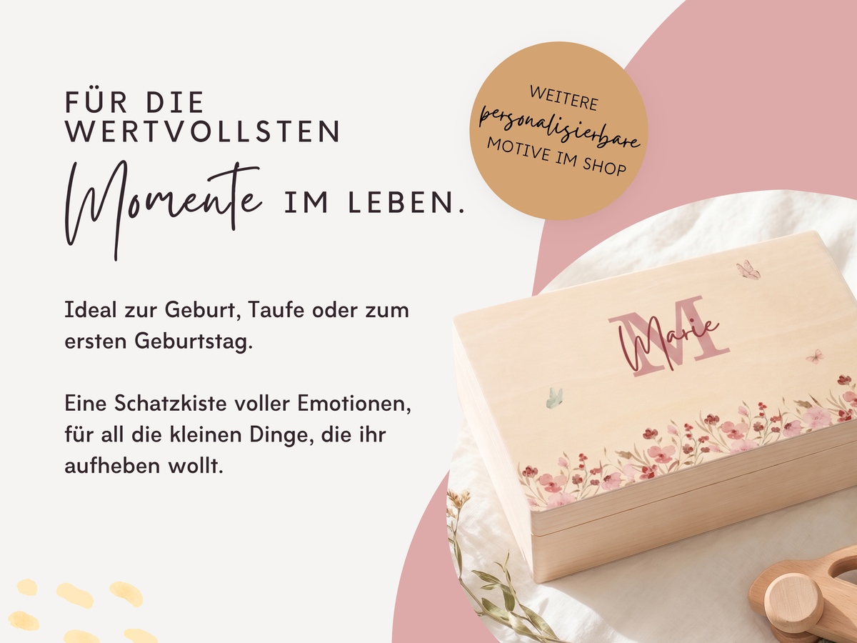 Erinnerungsbox personalisiert Blumen Rosen