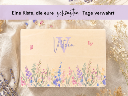 Erinnerungsbox personalisiert Blumenwiese Lila