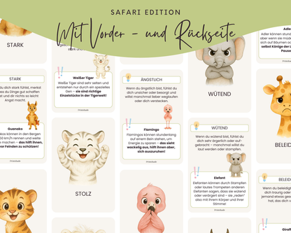 Emotionskarten 32 KARTEN - Design SAFARI TIERE