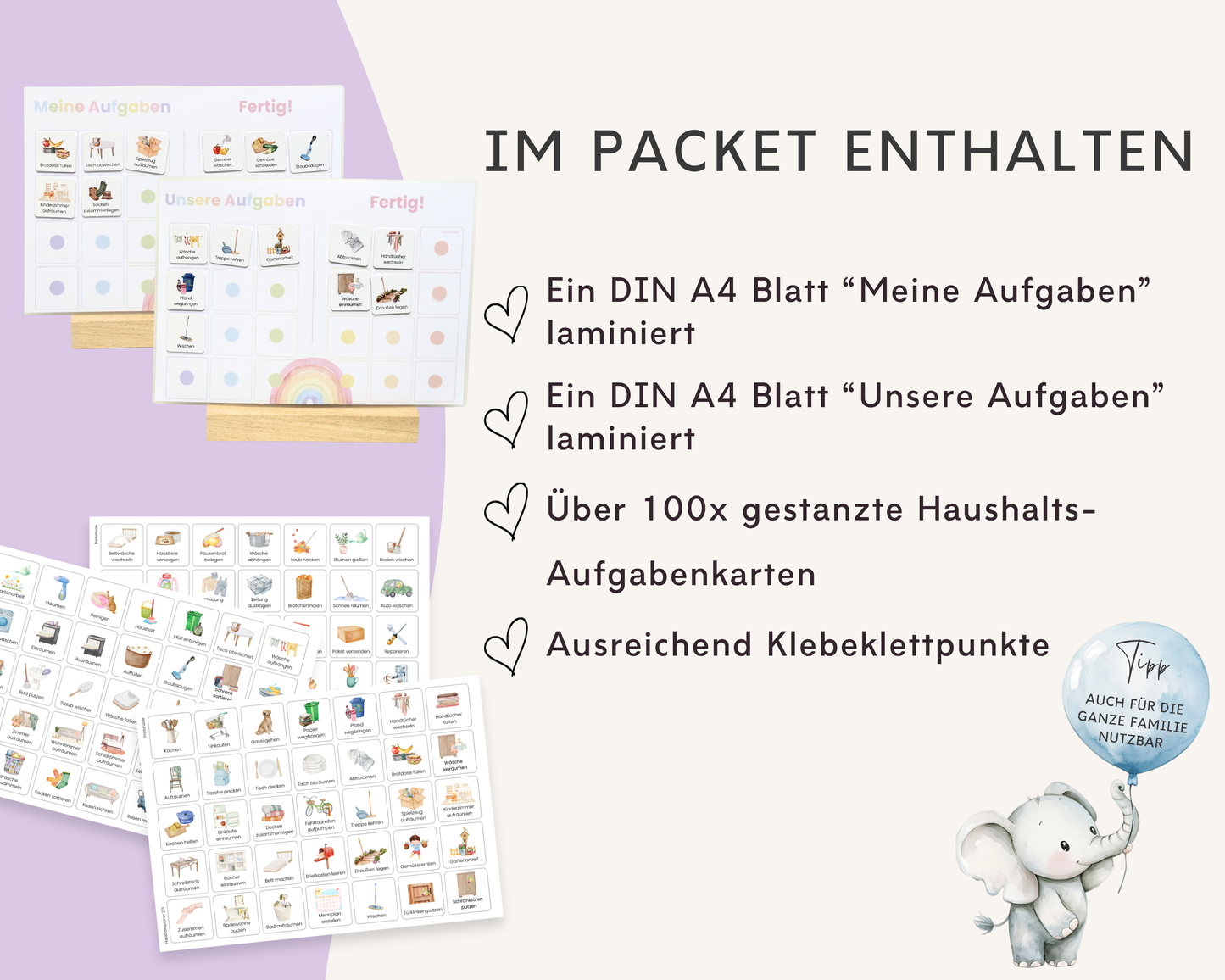 Haushaltsplan REGENBOGEN inkl. Symbolkarten