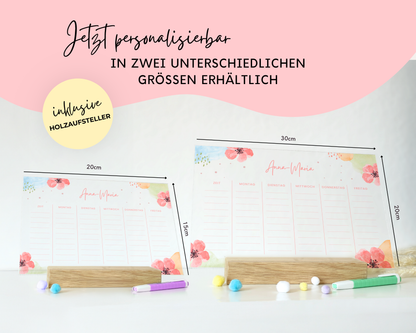 Stundenplan Acryl personalisierbar - Design BLUMEN AQUARELL