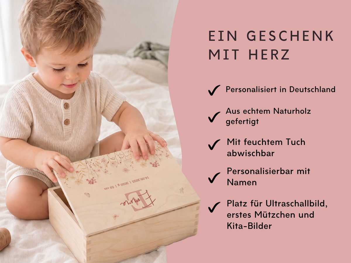 Erinnerungsbox personalisiert Blumen Rosen