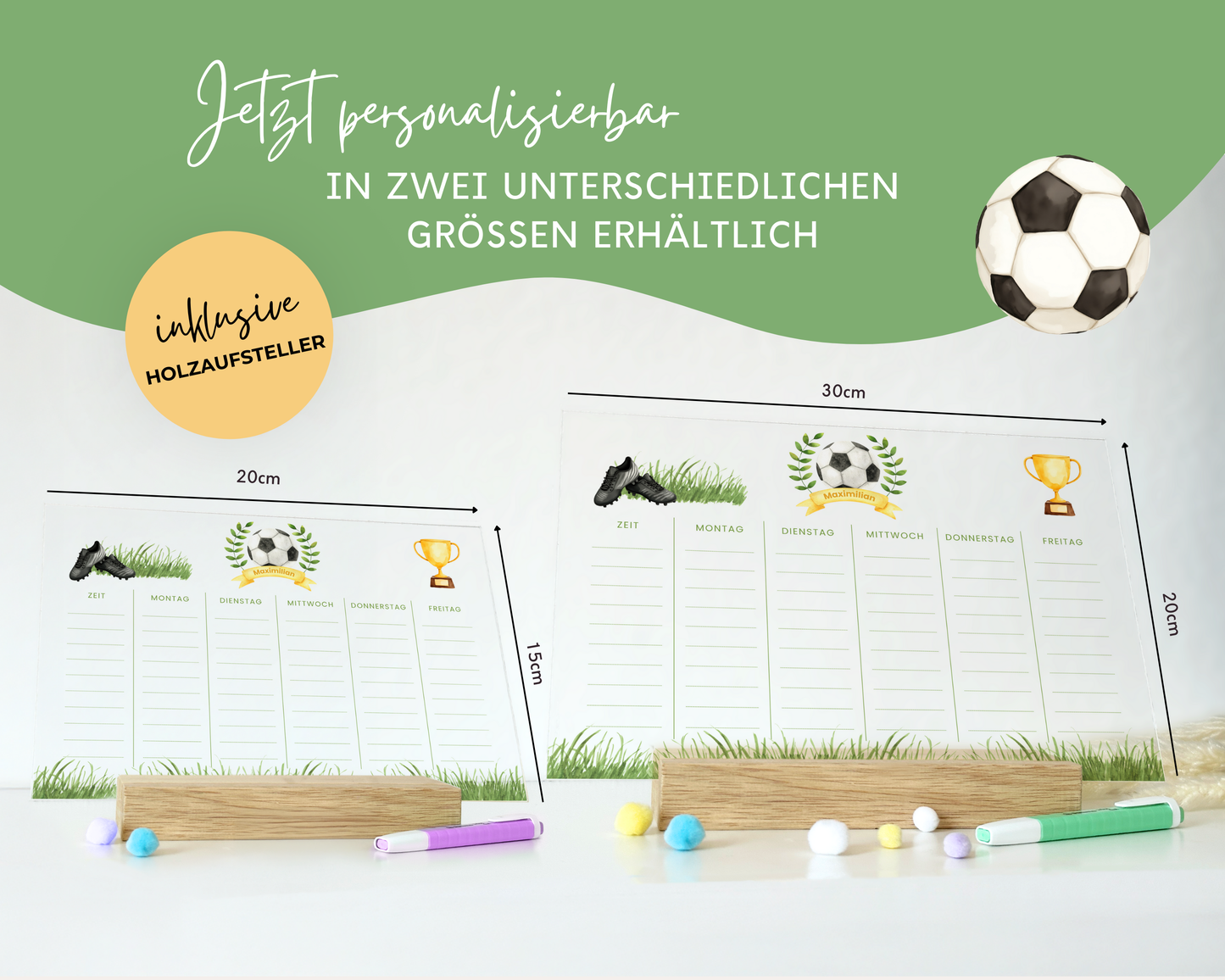 Stundenplan Acryl personalisierbar - Design FUSSBALL