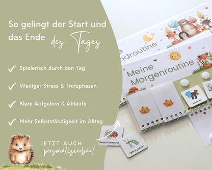 Routineplaner Montessori inkl. Symbolkarten - Design WALDTIERE - Personalisierbar