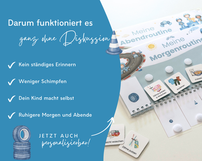 Vorteile des Routineplaners, weniger Erinnern, weniger Schimpfen und ruhigere Morgen und Abende mit dem Kind