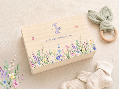Erinnerungsbox personalisiert Blumenwiese Lila