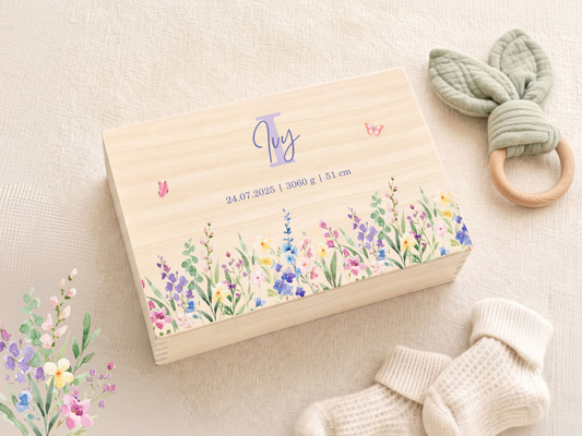 Erinnerungsbox personalisiert Blumenwiese Lila