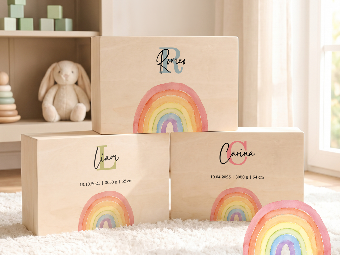 Erinnerungsbox personalisiert Regenbogen Bunt