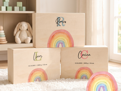 Erinnerungsbox personalisiert Regenbogen Bunt