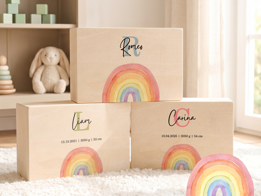 Erinnerungsbox personalisiert Regenbogen Bunt