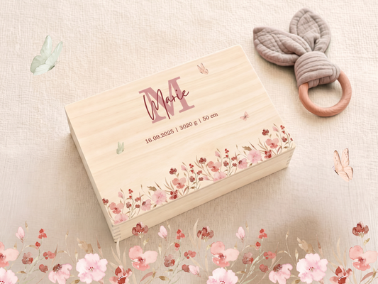 Erinnerungsbox personalisiert Blumen Rosen