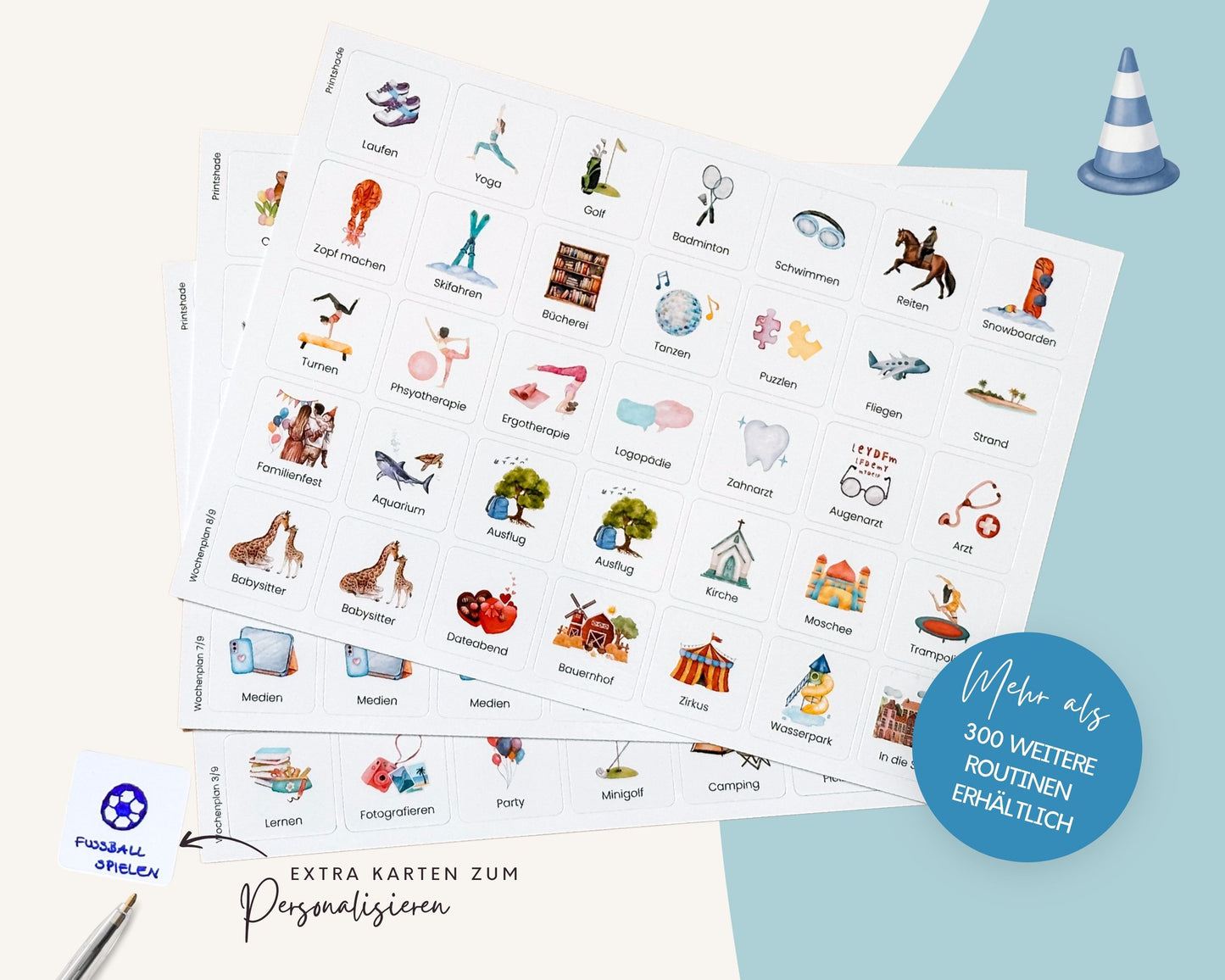 Wochenplaner inkl. Symbolkarten - Design AUTOS - Personalisierbar