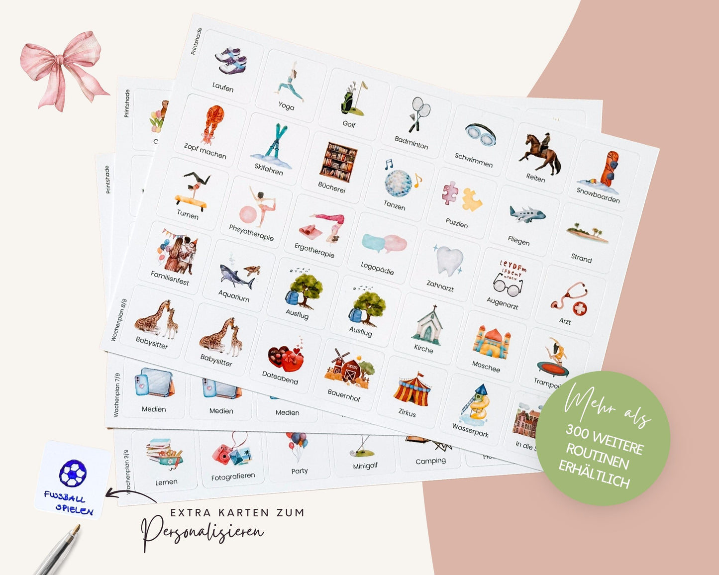 Wochenplaner inkl. Symbolkarten - Design BALLERINA - Personalisierbar