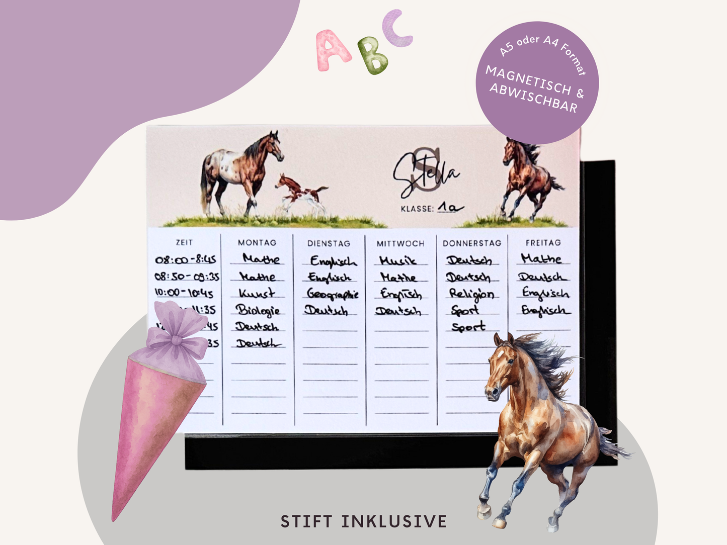 Stundenplan Magnet personalisierbar - Design PFERDE