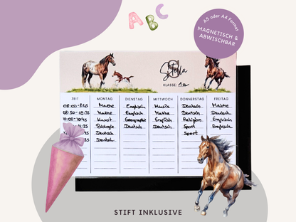 Stundenplan Magnet personalisierbar - Design PFERDE
