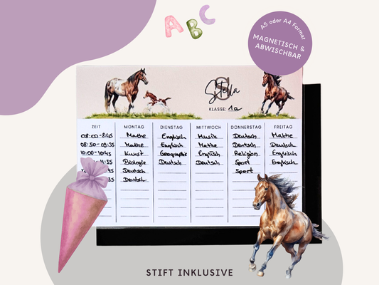 Stundenplan Magnet personalisierbar - Design PFERDE
