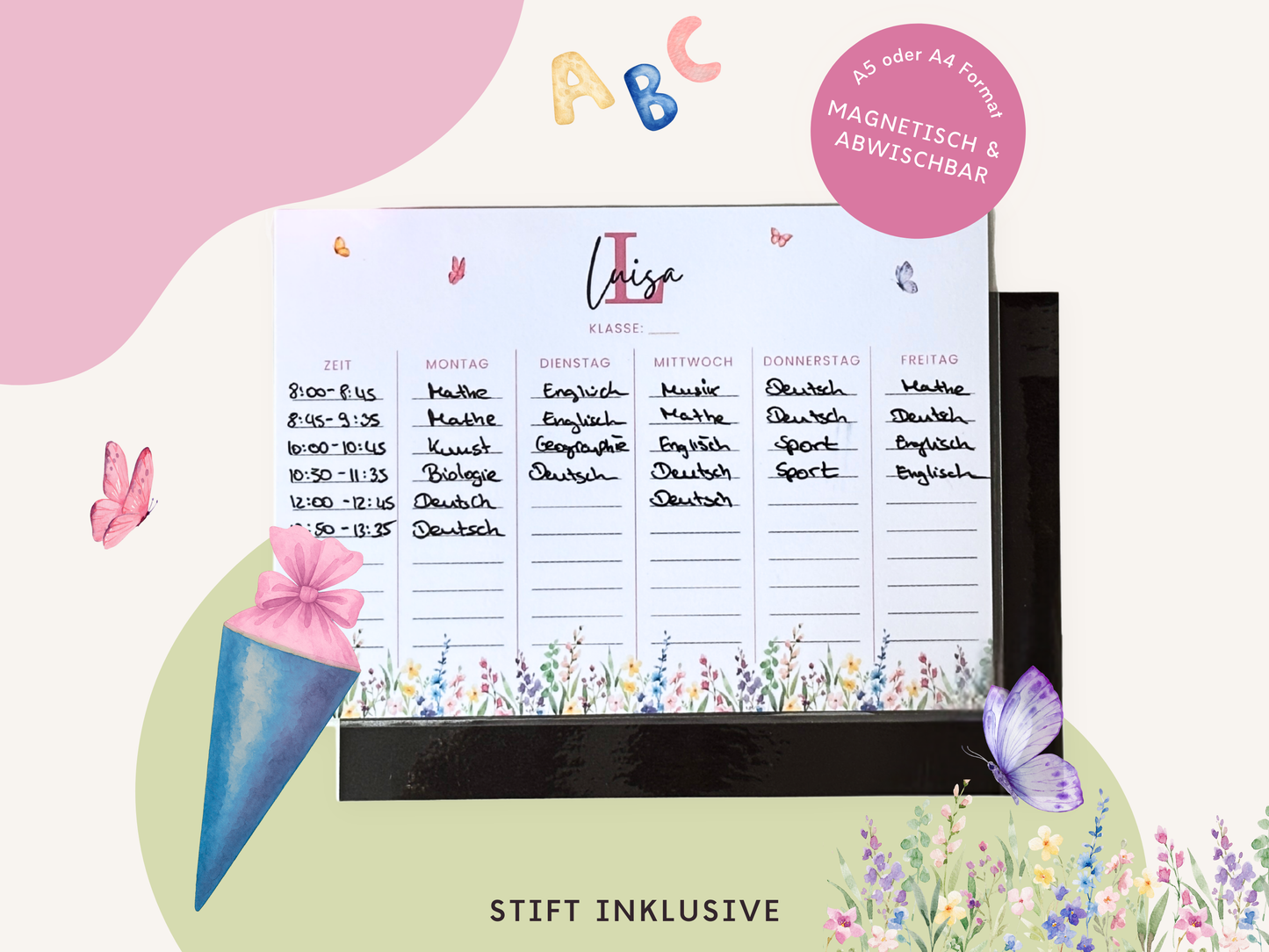 Stundenplan Magnet personalisierbar - Design BLUMENWIESE