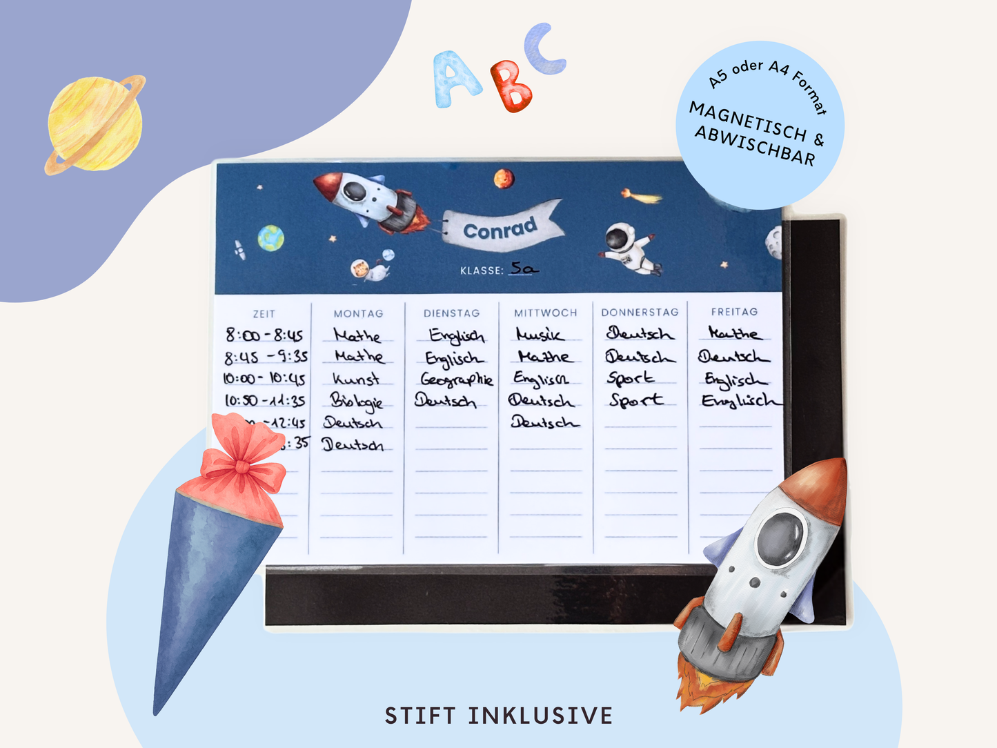 Stundenplan Magnet personalisierbar - Design ASTRONAUT