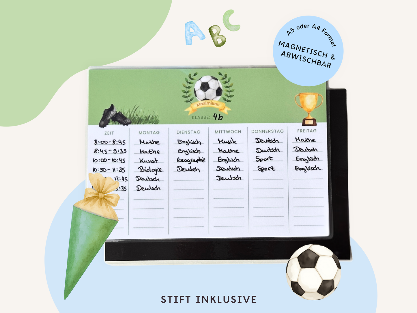 Stundenplan Magnet personalisierbar - Design FUSSBALL
