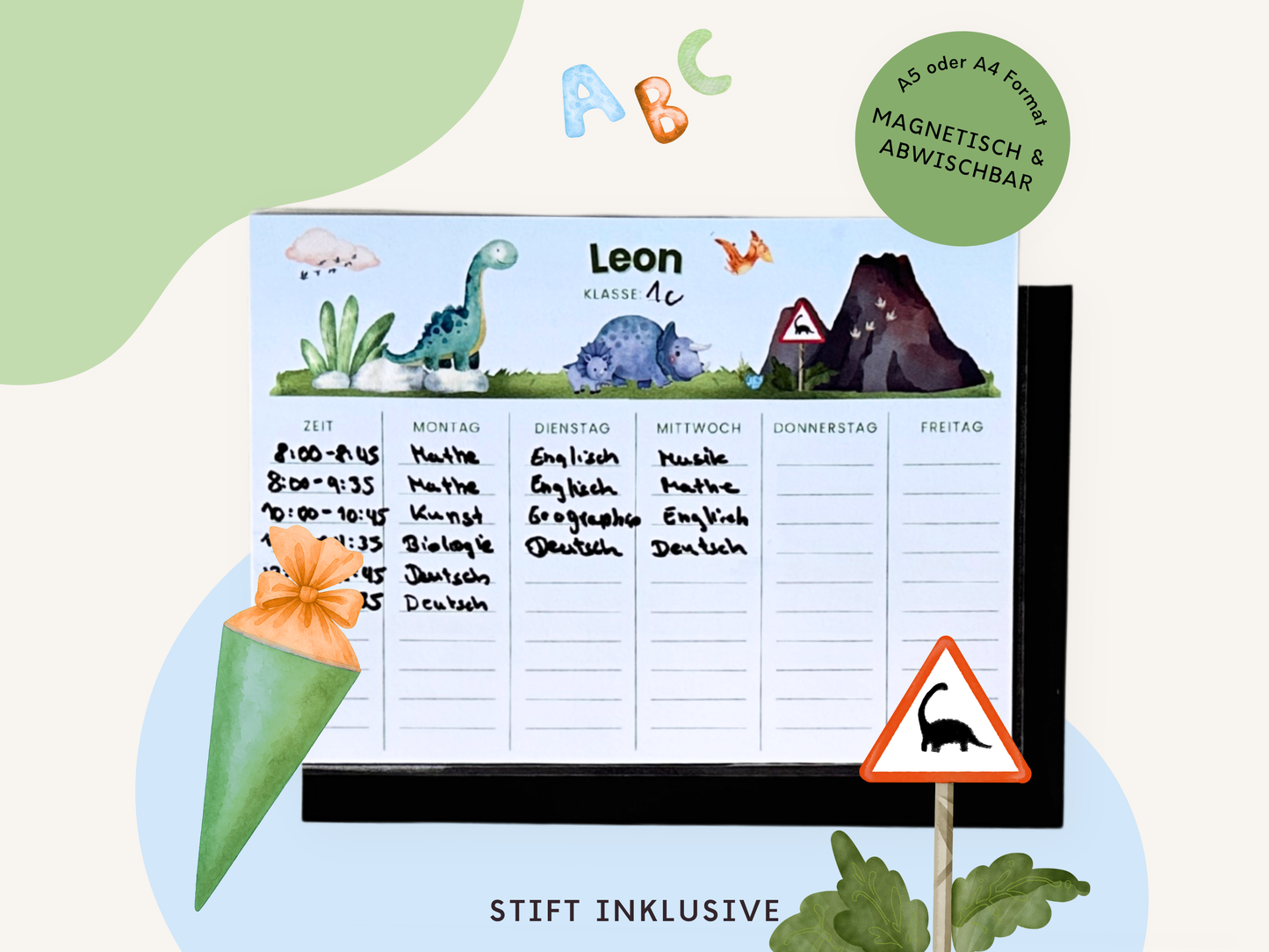 Stundenplan Magnet personalisierbar - Design DINOSAURIER