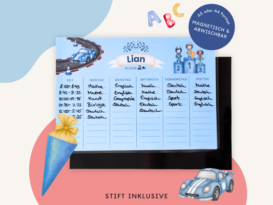 Stundenplan Magnet personalisierbar - Design AUTOS