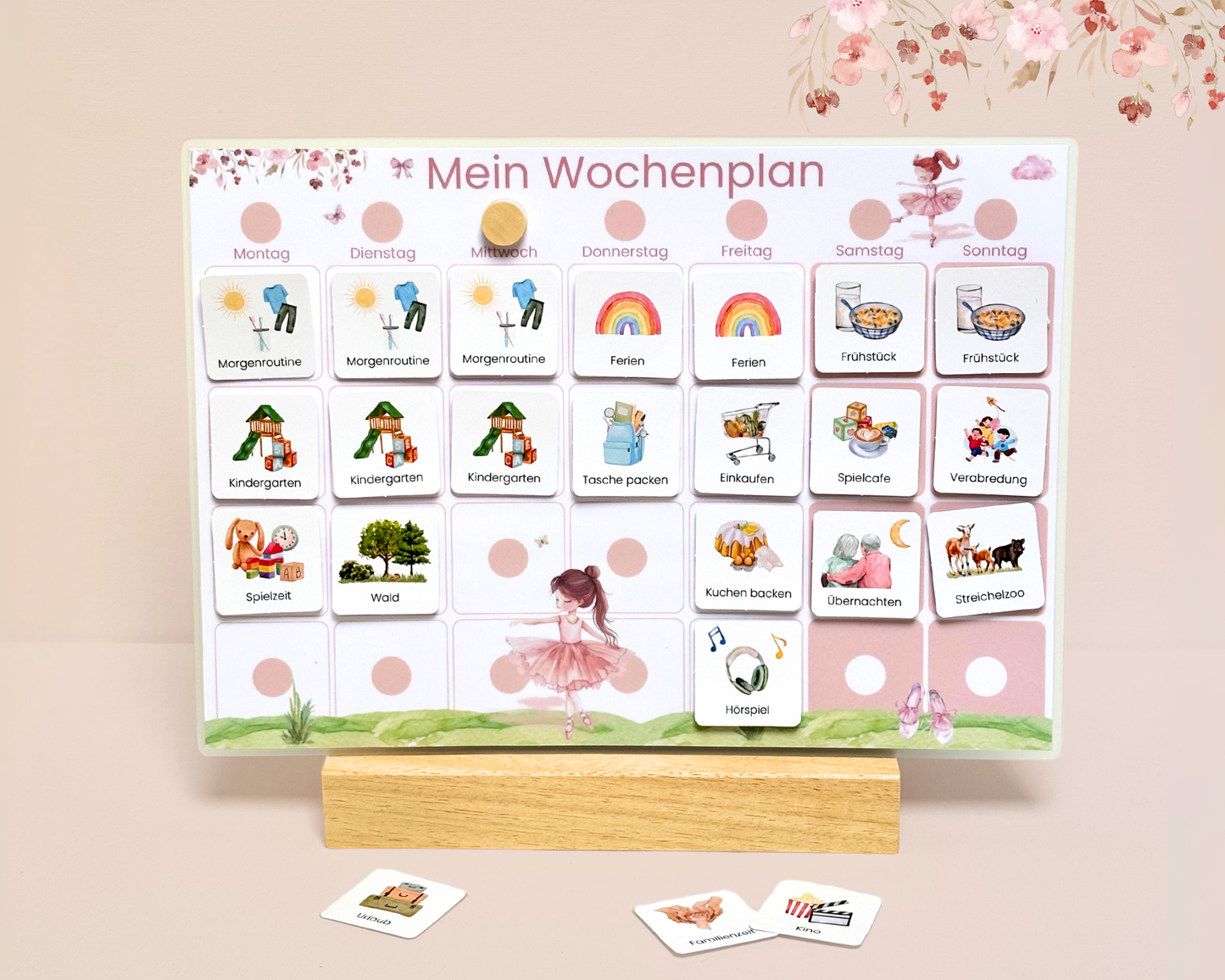Wochenplaner inkl. Symbolkarten - Design BALLERINA - Personalisierbar