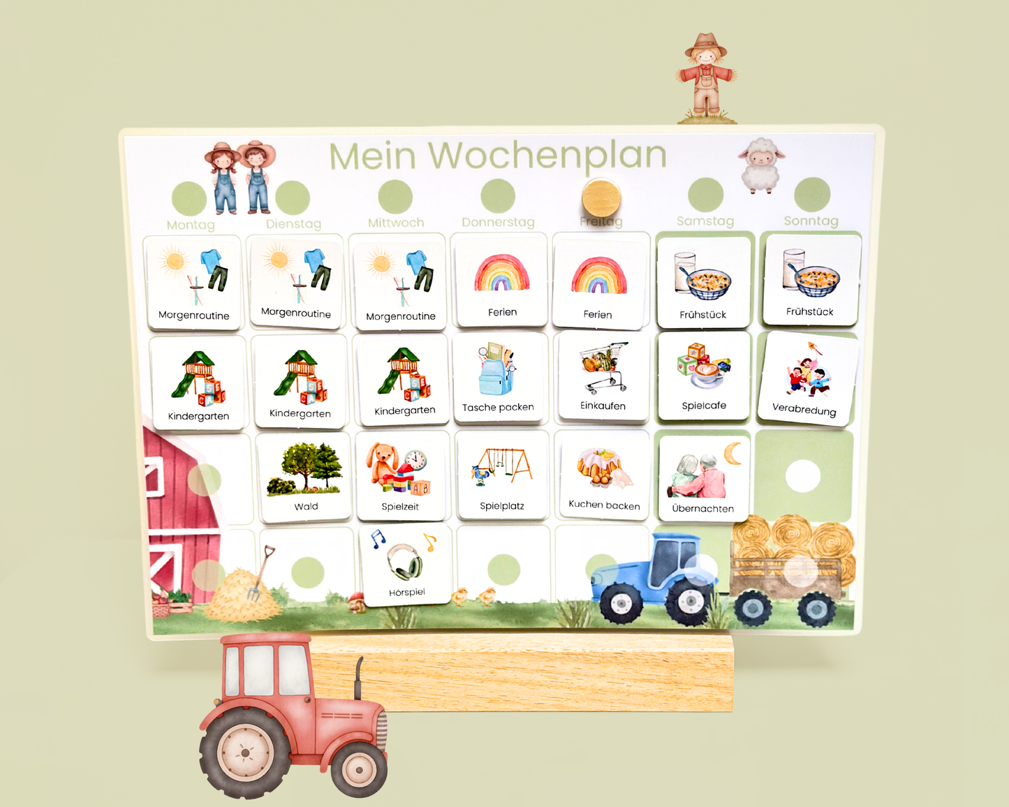 Wochenplaner inkl. Symbolkarten - Design TRAKTOR  Personalisierbar