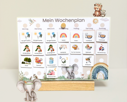 Wochenplaner inkl. Symbolkarten - Design BOHO TIERE - Personalisierbar