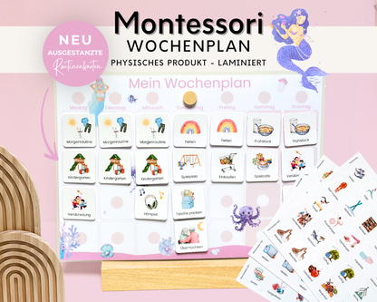 Wochenplaner inkl. Symbolkarten - Design MEERJUNFRAU PINK - Personalisierbar