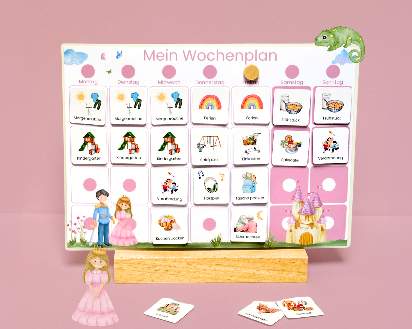 Wochenplaner inkl. Symbolkarten - Design PRINZESSIN - Personalisierbar