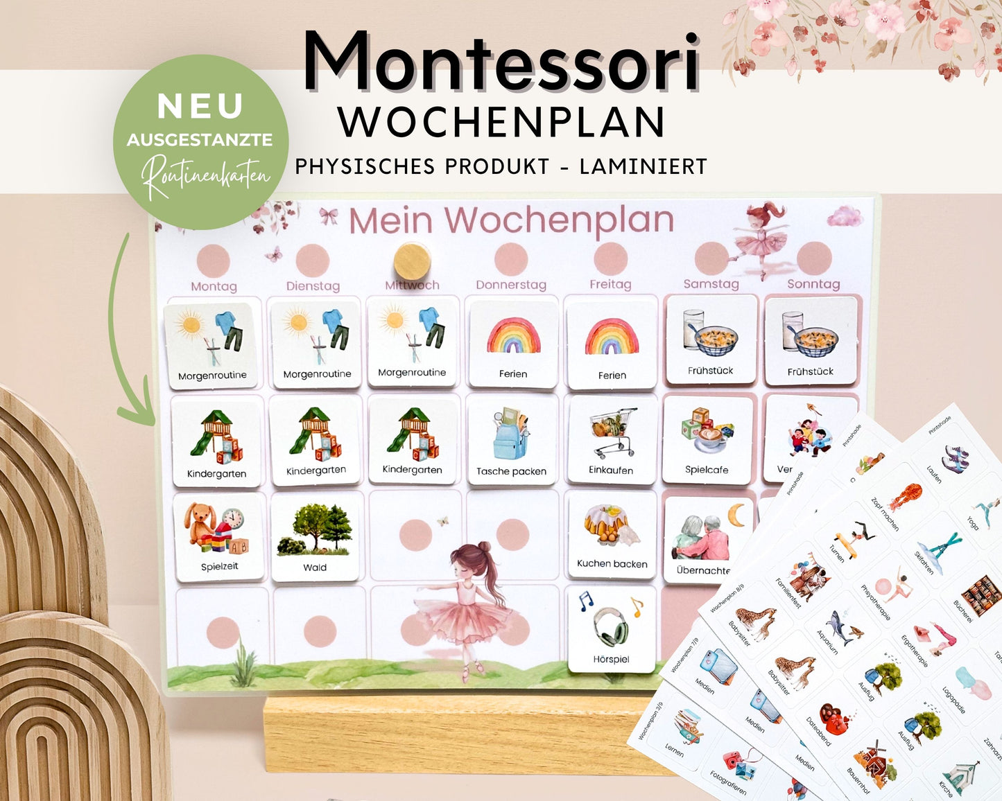Wochenplaner inkl. Symbolkarten - Design BALLERINA - Personalisierbar