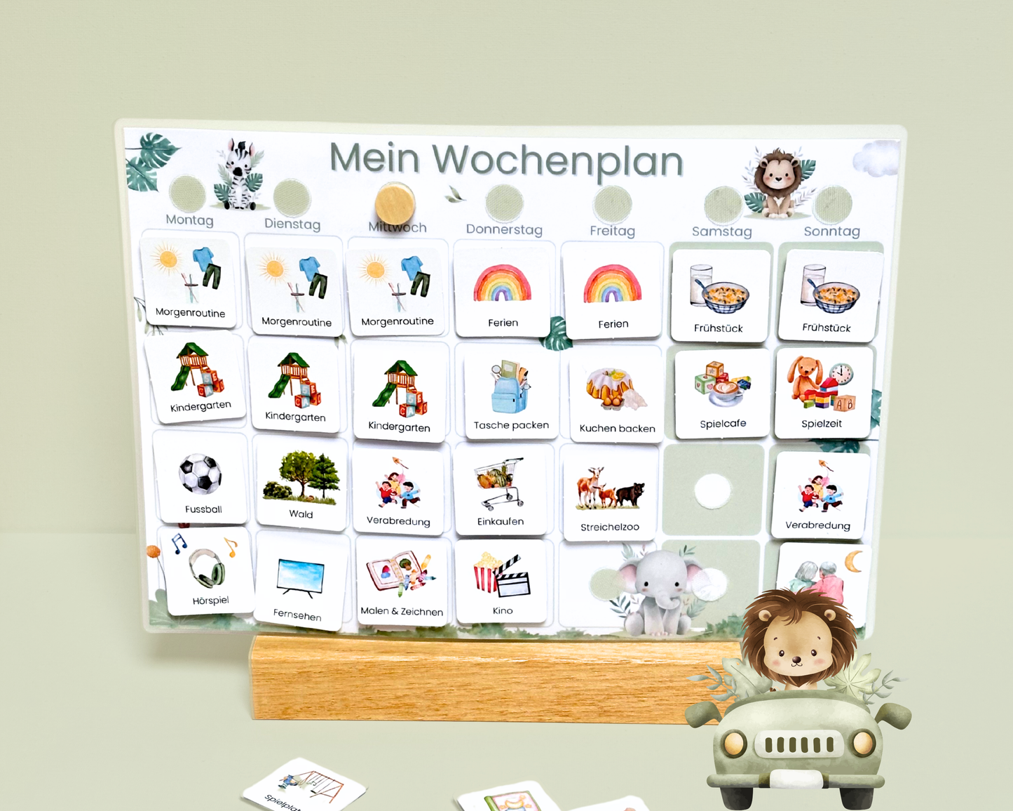 Wochenplaner inkl. Symbolkarten - Design SAFARI - Personalisierbar