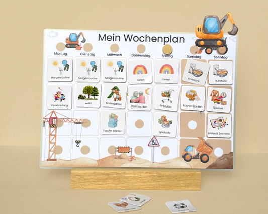 Wochenplaner inkl. Symbolkarten - Design BAGGER - Personalisierbar