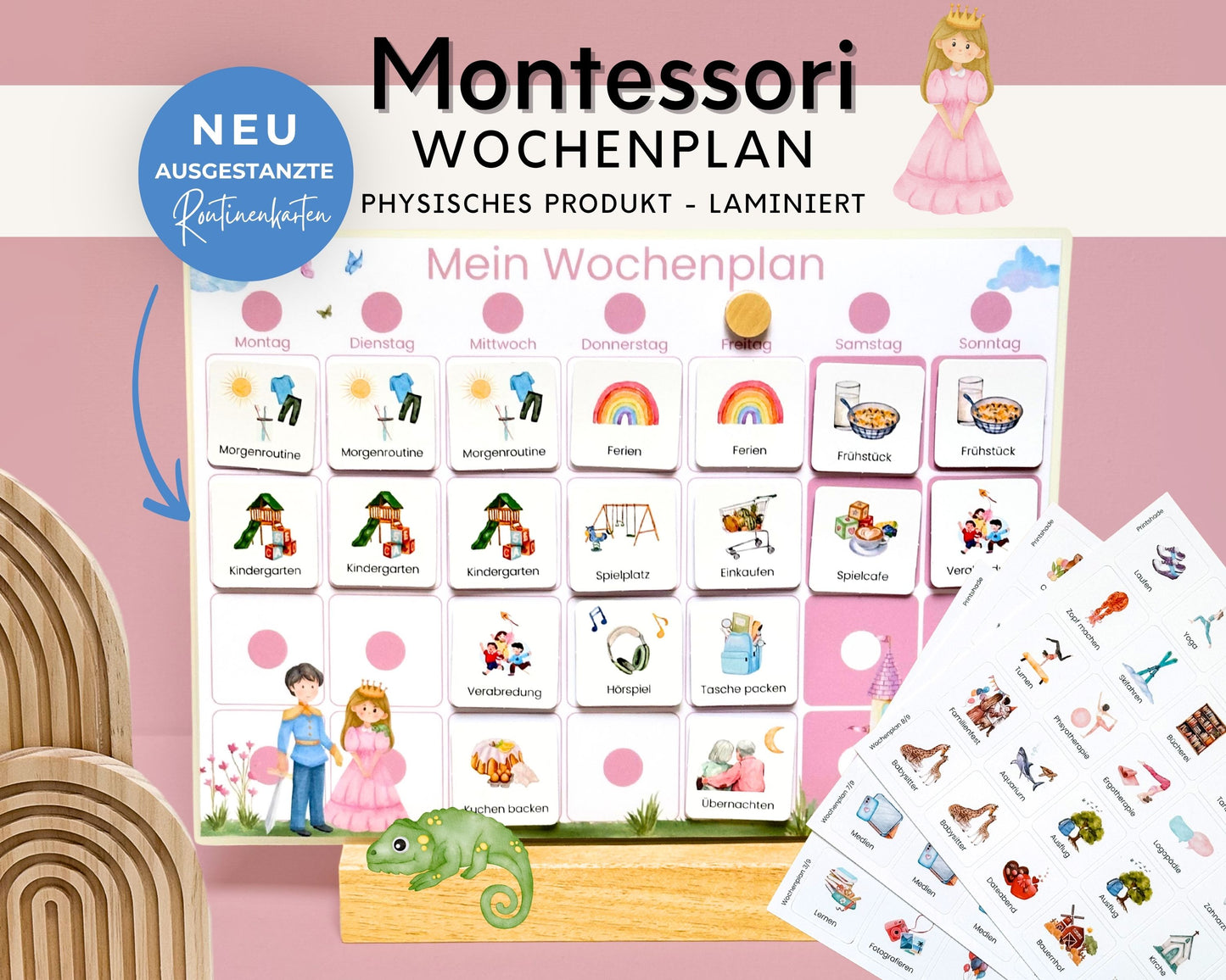 Wochenplaner inkl. Symbolkarten - Design PRINZESSIN - Personalisierbar