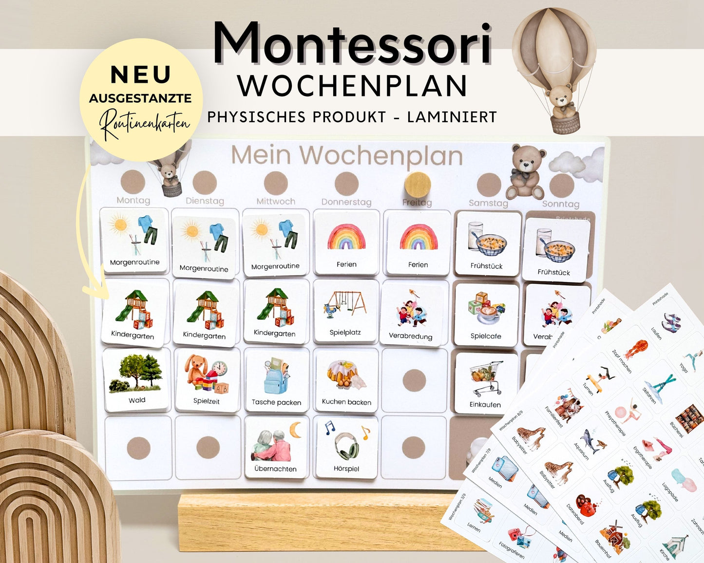 Wochenplaner inkl. Symbolkarten - Design TEDDYBÄR - Personalisierbar