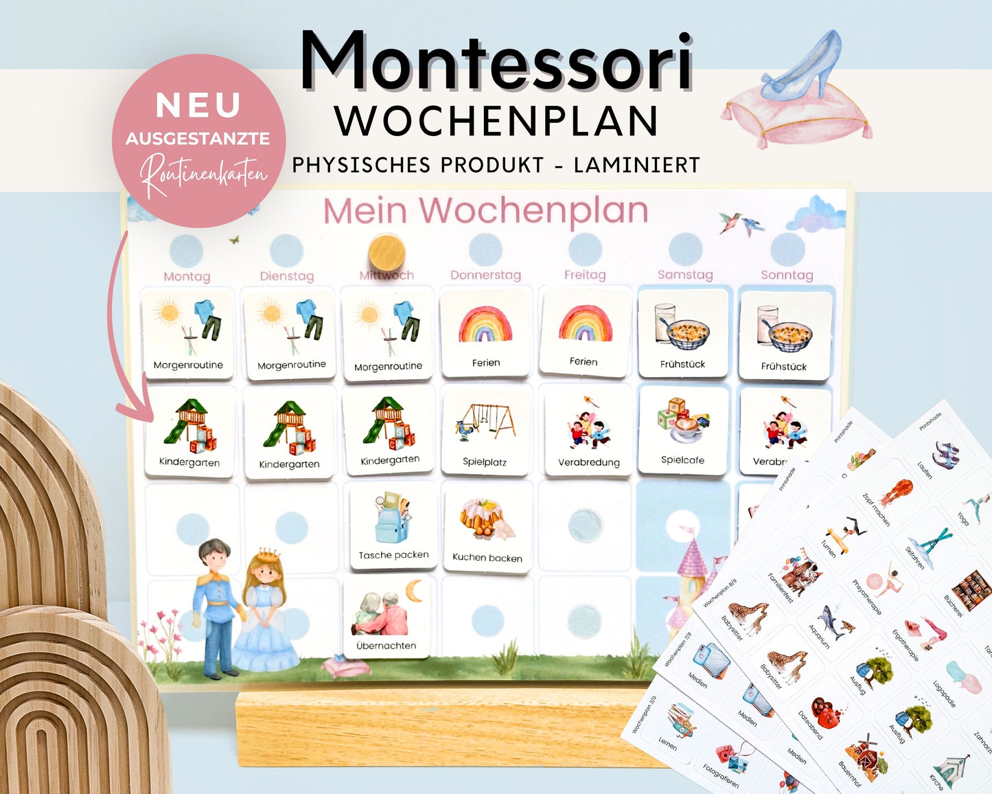 Wochenplaner inkl. Symbolkarten - Design CINDERELLA - Personalisierbar