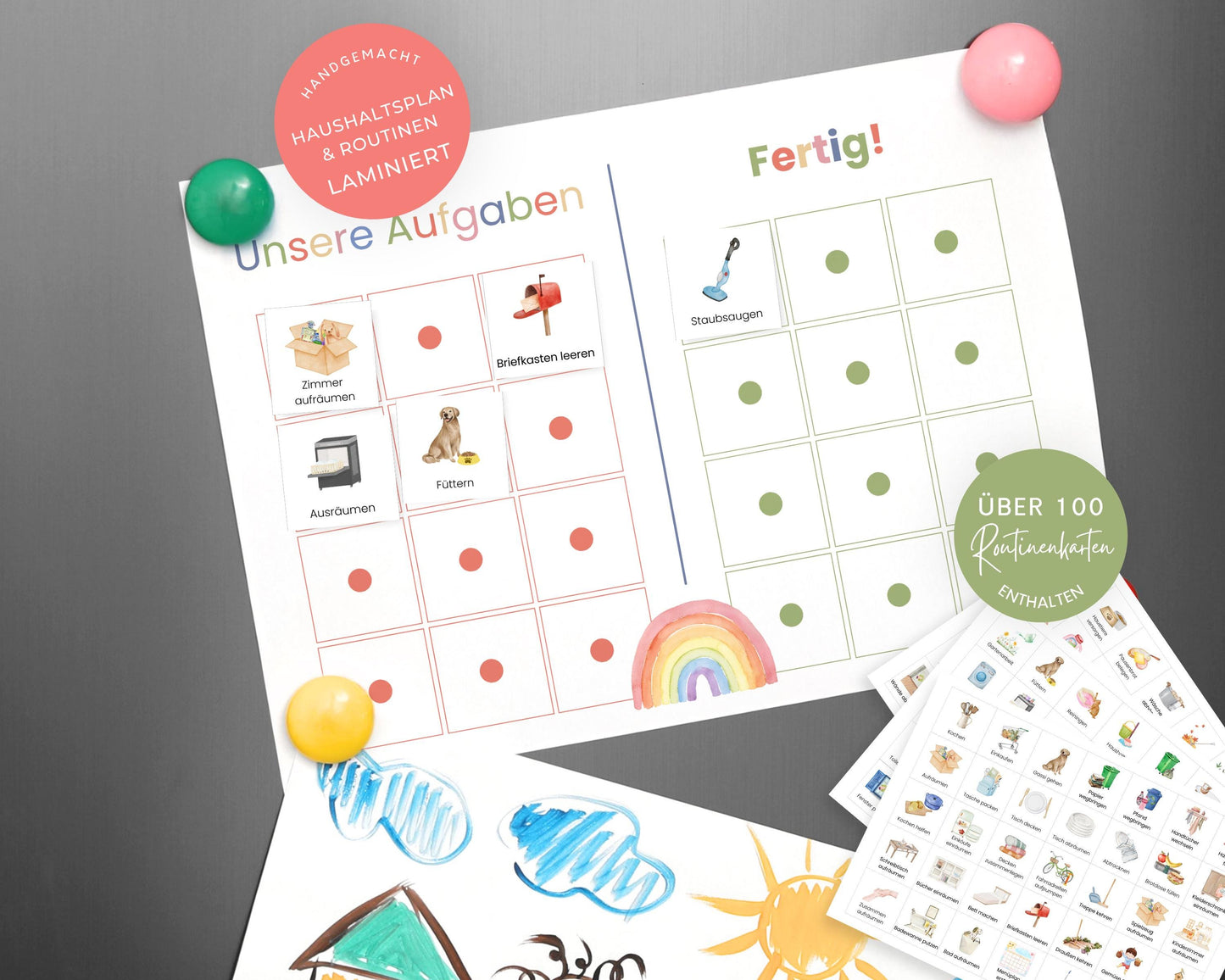 Haushaltsplan To-Do-Liste inkl. Symbolkarten - Design BUNT