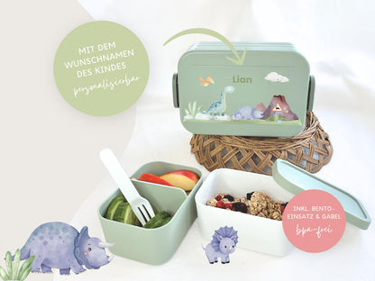 Mepal Brotdose mit Name personalisierbar - Design DINOSAURIER - Verschiedene Farben