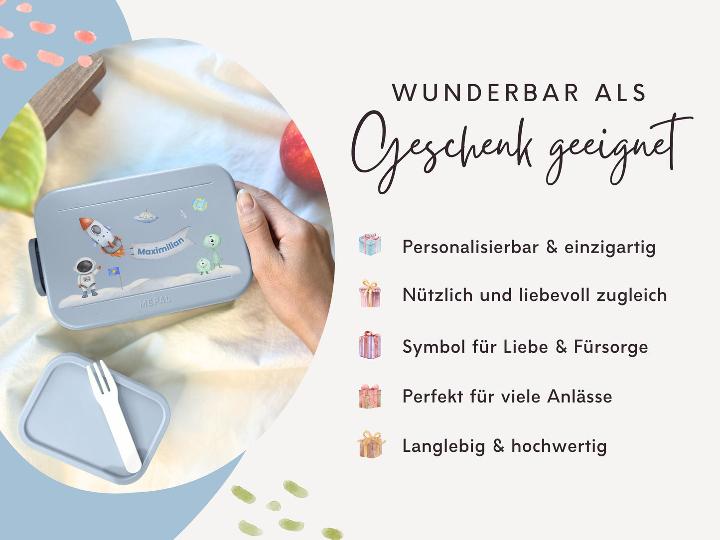 Mepal Brotdose mit Name personalisierbar - Design ASTRONAUT - Verschiedene Farben