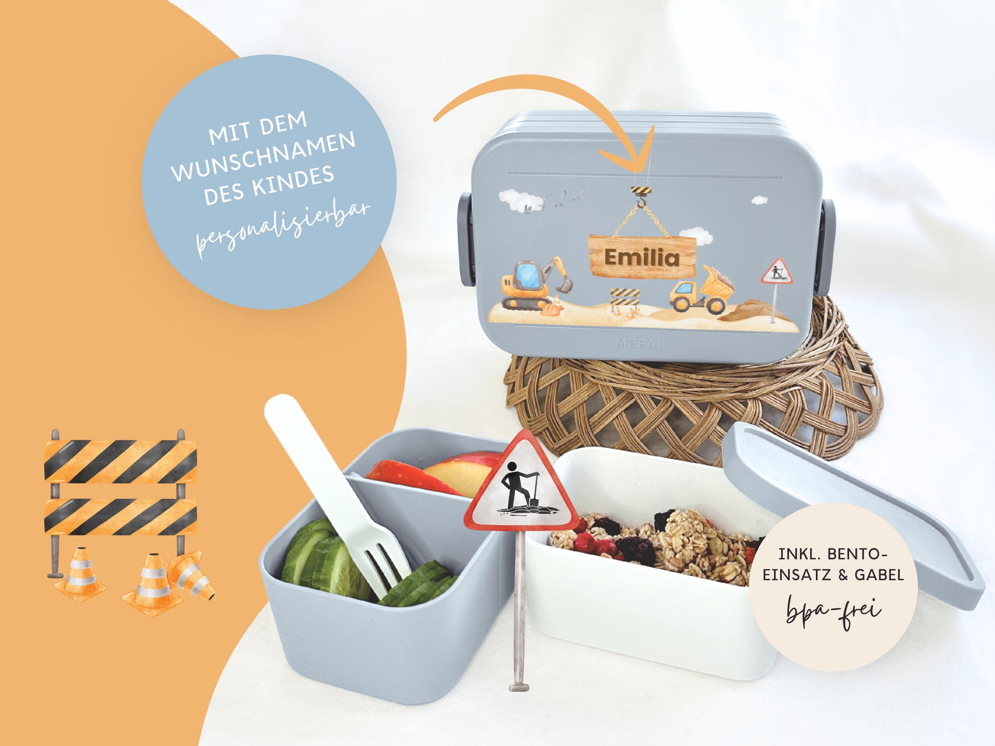 Mepal Brotdose mit Name personalisierbar - Design BAGGER - Verschiedene Farben