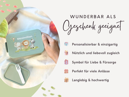 Mepal Brotdose mit Name personalisierbar - Design SAFARI - Verschiedene Farben