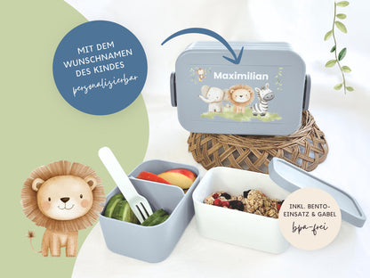 Mepal Brotdose mit Name personalisierbar - Design SAFARI - Verschiedene Farben