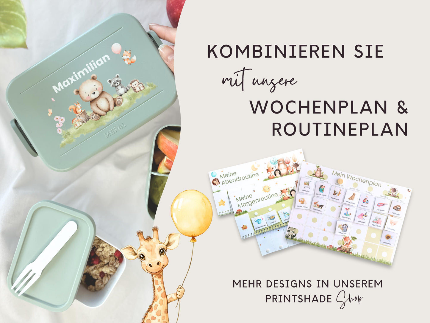 Mepal Brotdose mit Name personalisierbar - Design ZOO TIERE - Verschiedene Farben